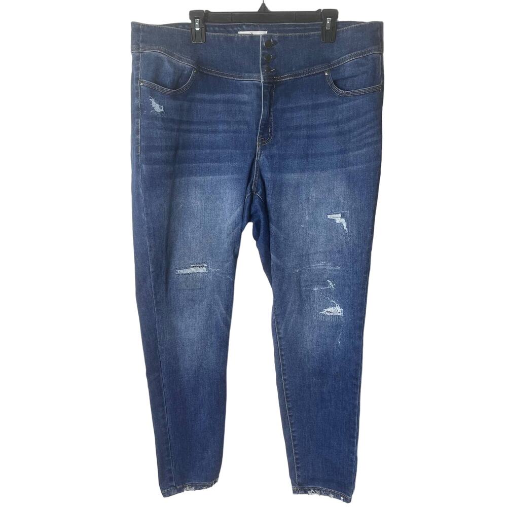 Lane Bryant Distressed Medium Wash Distressed High Rise Jegging Size 20